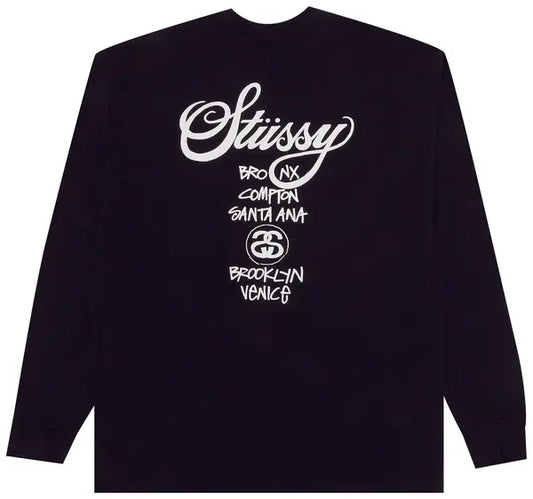 STUSSY LONG SLEEVE WORLD TOUR TEE