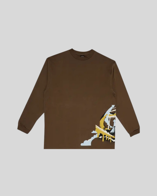 STUSSY LONG SLEEVE TEE 'BROWN'
